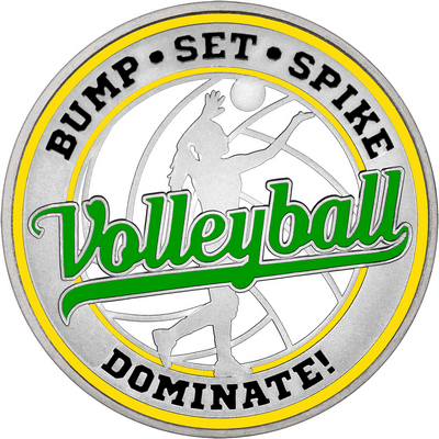 Green "Volleyball" with Yellow Outer Circular Borders